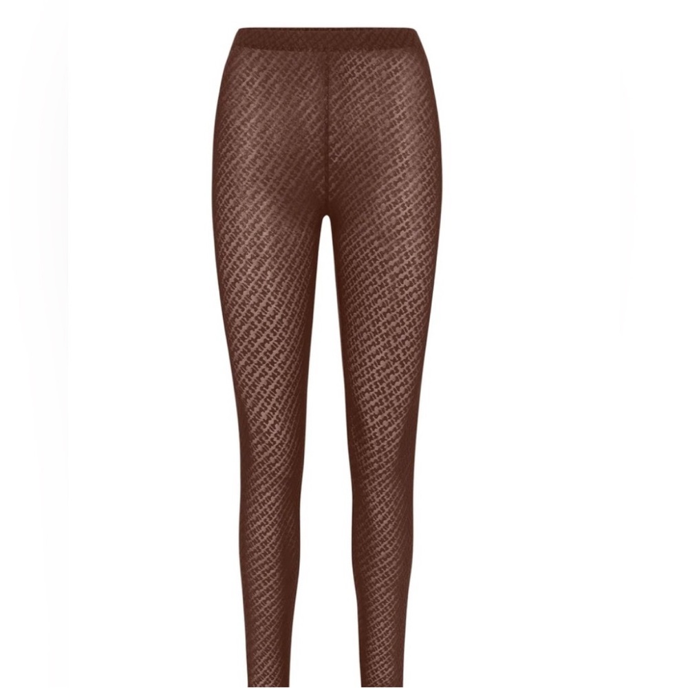 Skims leggings - brown/copper shimmer foil logo full length NWT